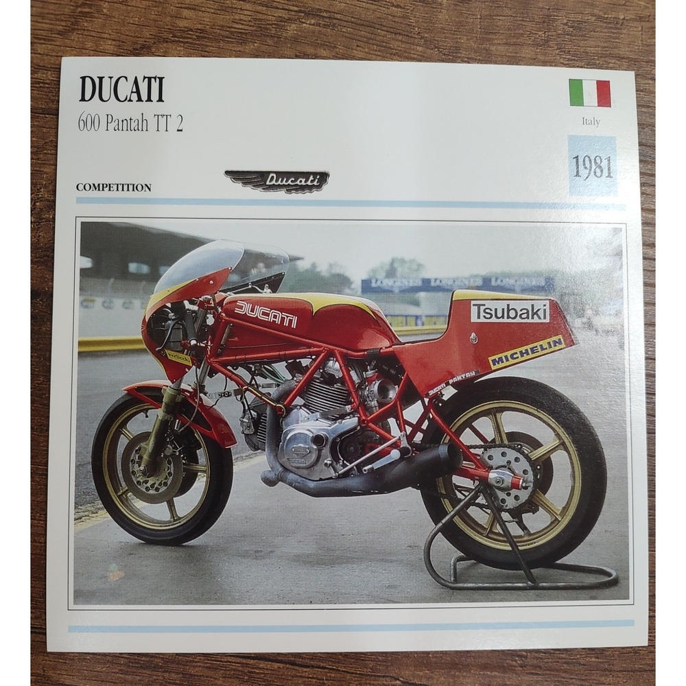 Ducati 600 Pantah TT2 1981 Collectible Motorcycle Card Atlas Italy